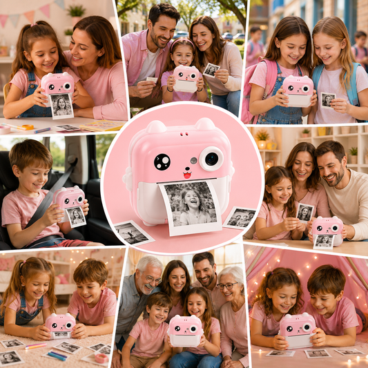 MiniPrint Cam™ Cámara Instantánea Retro Rosa