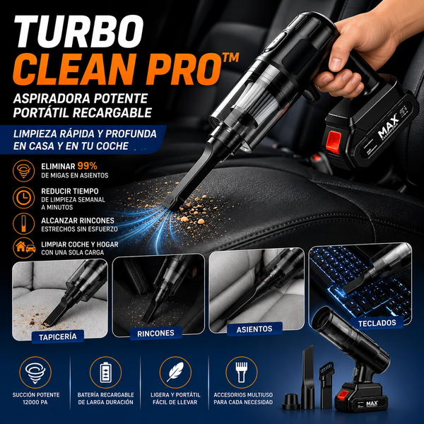 TURBO CLEAN PRO™ Aspiradora Potente Portátil Recargable